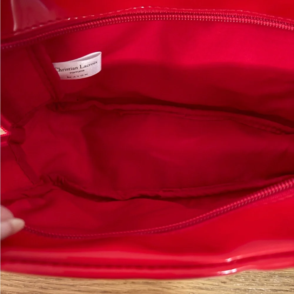 Christian LaCroix Rouge Glossy Red Pouch Makeup Bag Avon Approx 9”x 5”x3”